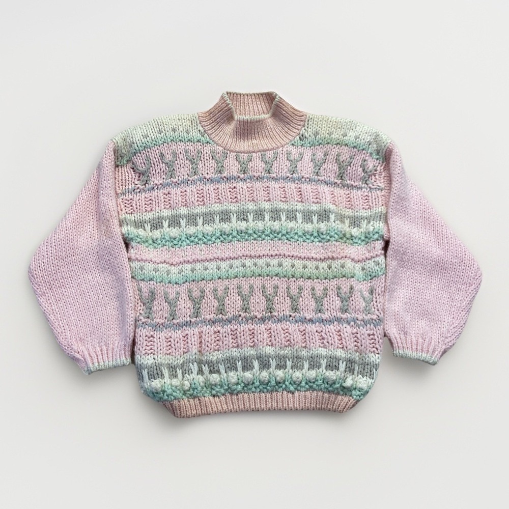 Vintage Jamie Scott Sweater Women's M Pink Acrylic Blend Knit Mock Neck Pullover